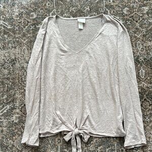 HM Women's Linen Tie-Front Top medium